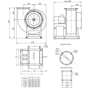 ВЦ 4-75-2,5 (№2,5) общие размеры мм