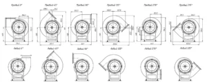 вентилятор ВЦ 4-70-4 (№4) варианты углов поворота